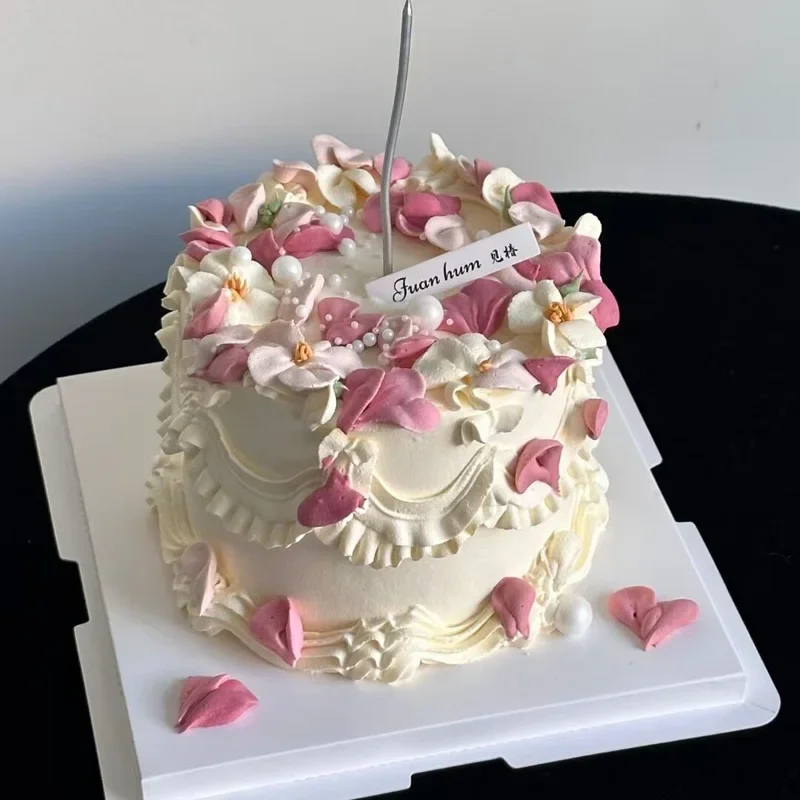 Retro Girlish Heart Fake Cake Model Simulated Birthday Cake Mold Plastic Ornaments Dessert Shop Sample Display Photography Props