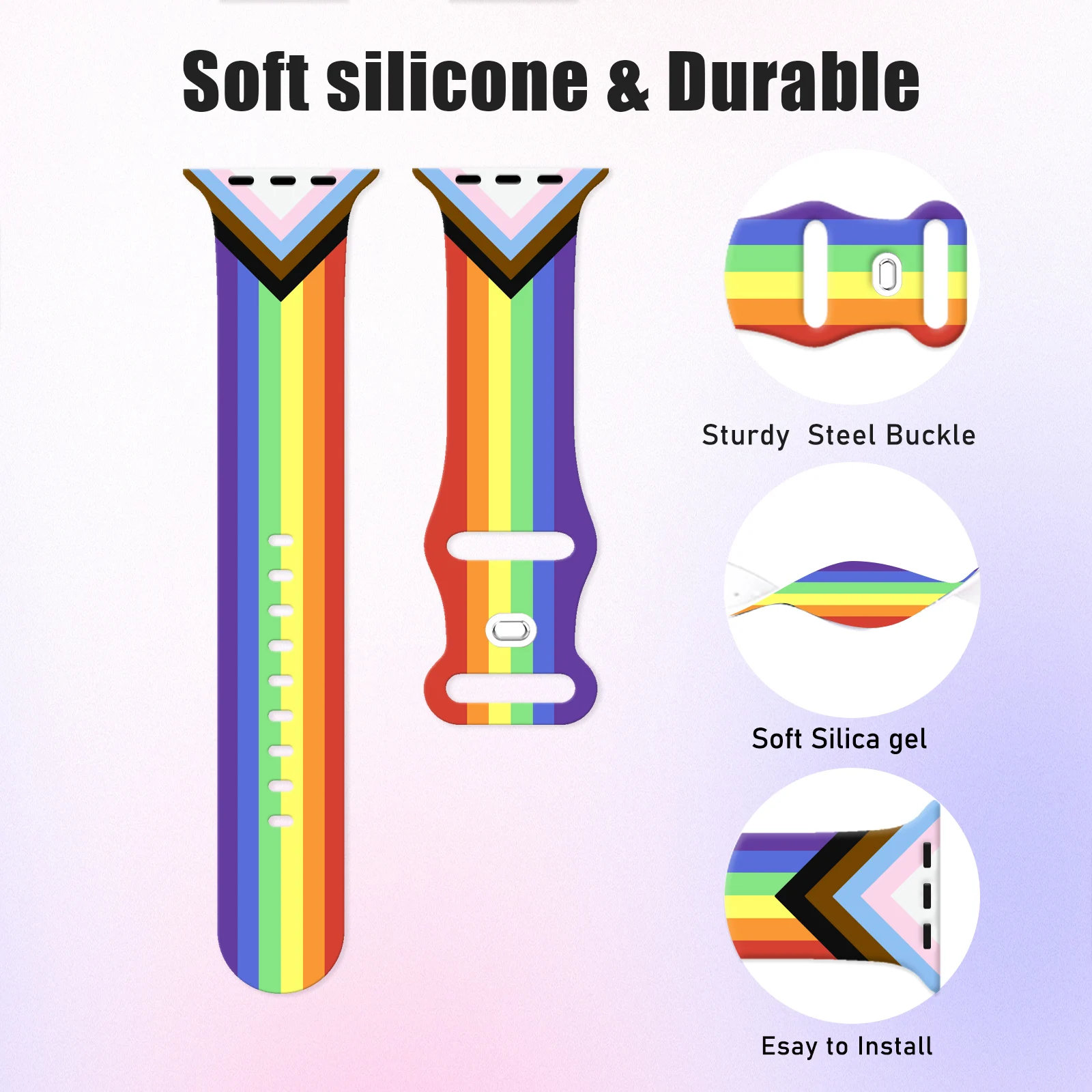 قوس قزح مطبوعة حزام لساعة أبل 10 9 8 7 SE سيليكون الفرقة استبدال سوار ل iWatch 46 مللي متر 44 مللي متر 42 مللي متر 41 مللي متر حزام الساعات