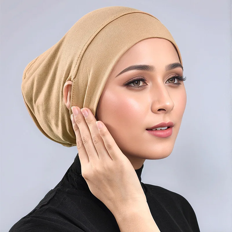 Soft Modal Inner Hijab Cap Muslim Stretch Turban Cap Islamic Underscarf Bonnet Hat Female Headband Tube Cap Turbante