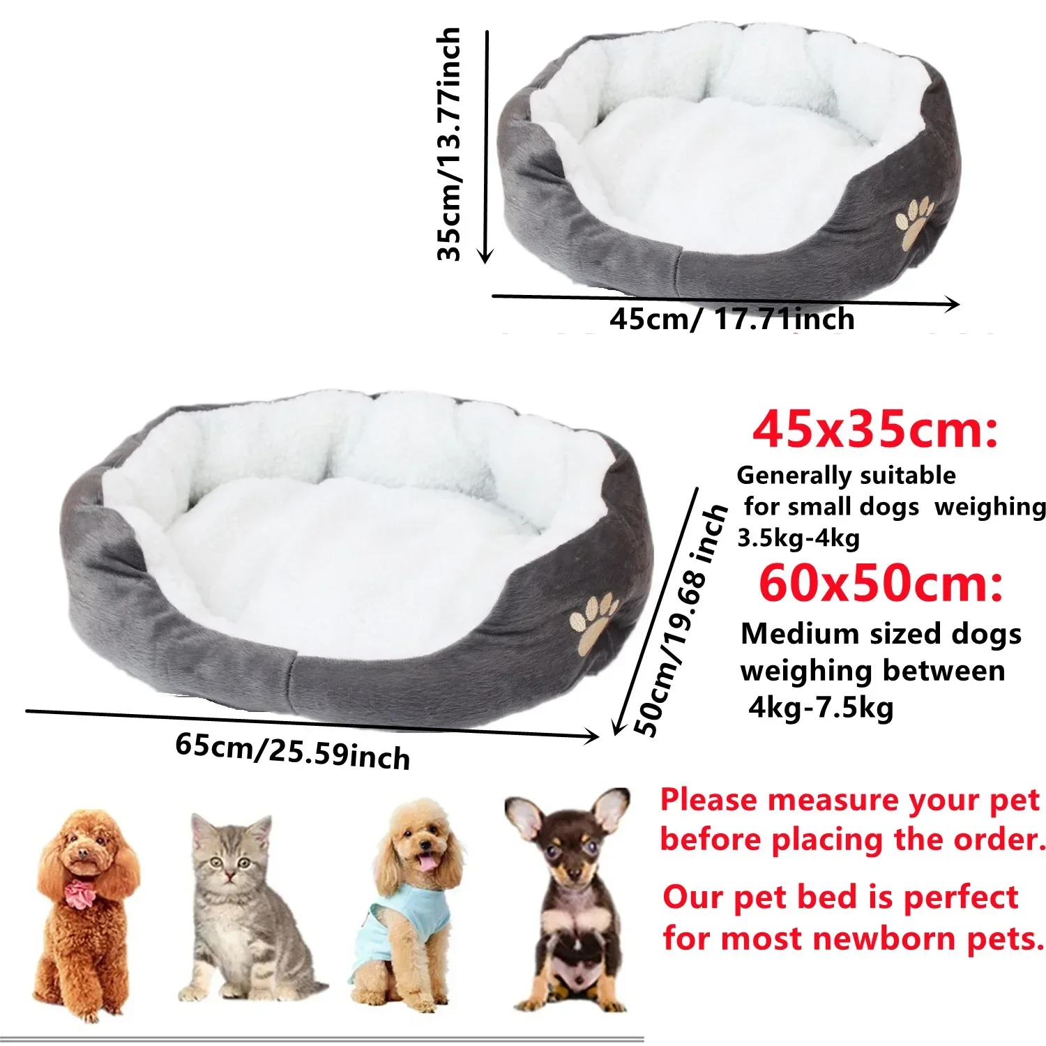 1PC Thickened PP Cotton Christmas Small and Large Size Lambswool Kennel Pet Bed Mat Supplies Super Soft Dog Bed Plush Cat Mat