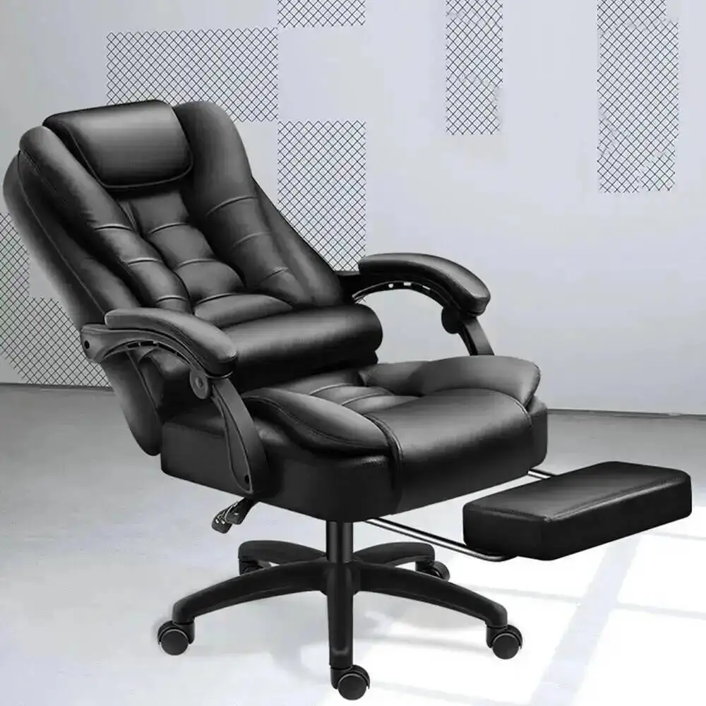 Chaise de Massage de bureau, coussin rotatif en Latex à dossier haut, en cuir, confortable avec repo