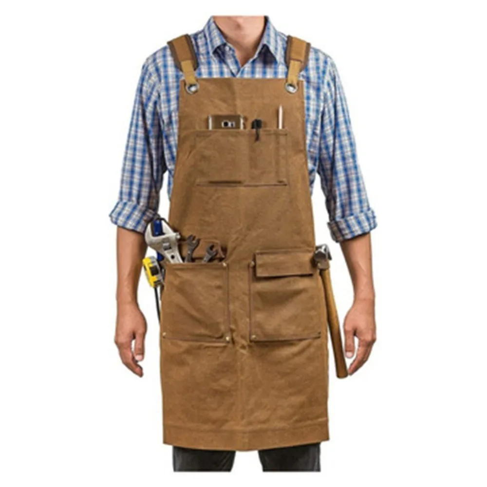 Wear Resistant Electrician Work Apron Waterproof Pockets Carpenter Work Clothes Anti-Dust Printing Thickened Canvas Tool Bag