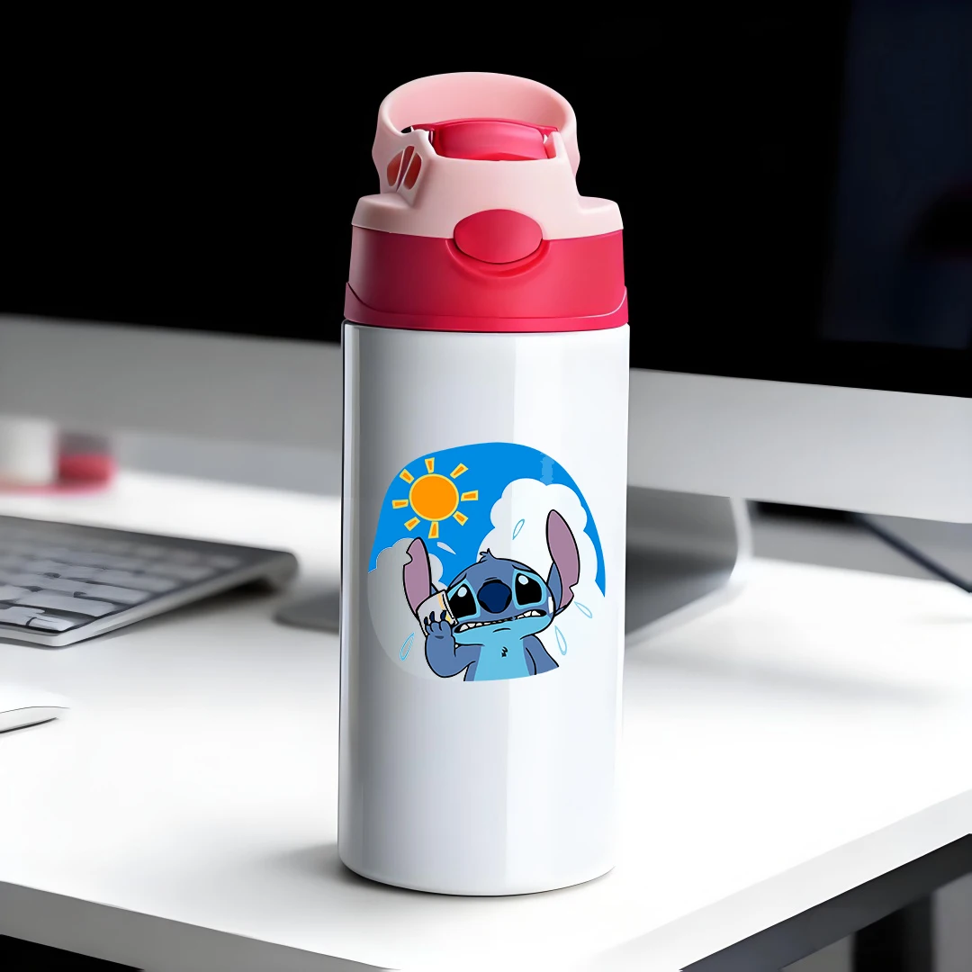 

Disney Insulated Cup with Stich cartoon character in a sad blue tone cartoon straw 304 stainless steel childrens water cup New
