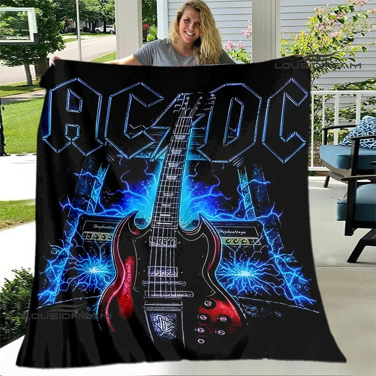 

3D Retro Rock band AC/DC printed blanket Picnic blanket Warm Flannel blankets Home bed linings blankets for beds Birthday Gift
