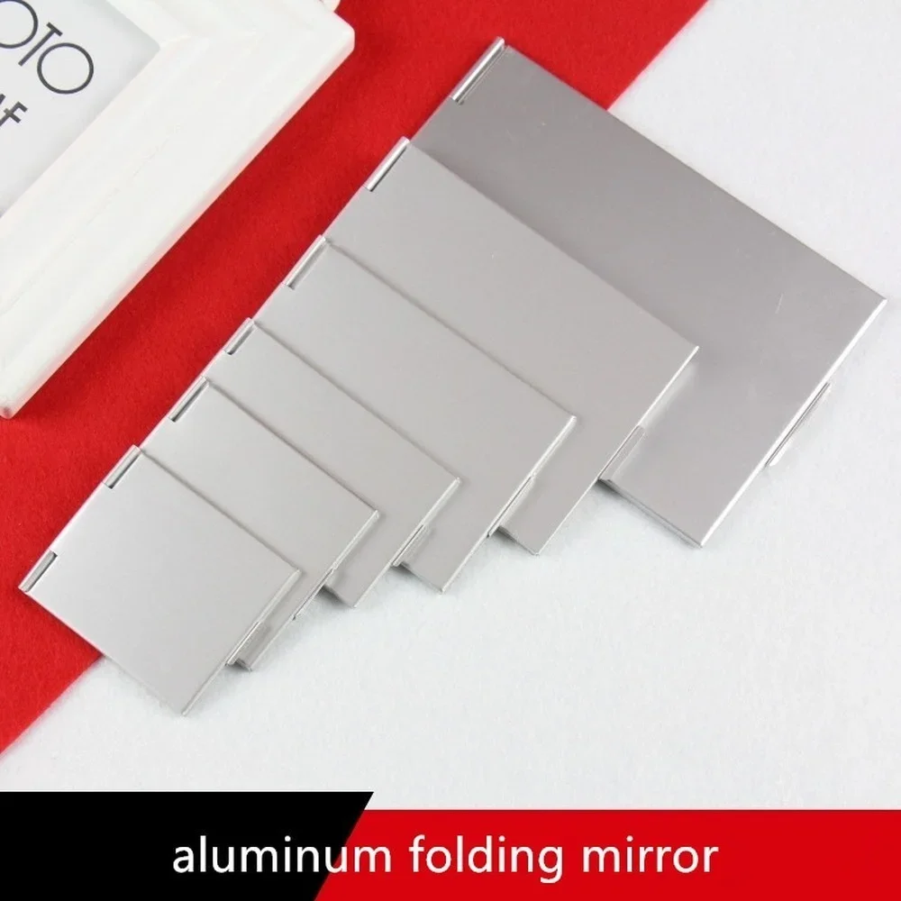 Aluminum Folding Mirror Mini Portable Makeup Mirror Hand Standing Small Mirror Vanity Foldable Compact Pocket Cosmetics Tools