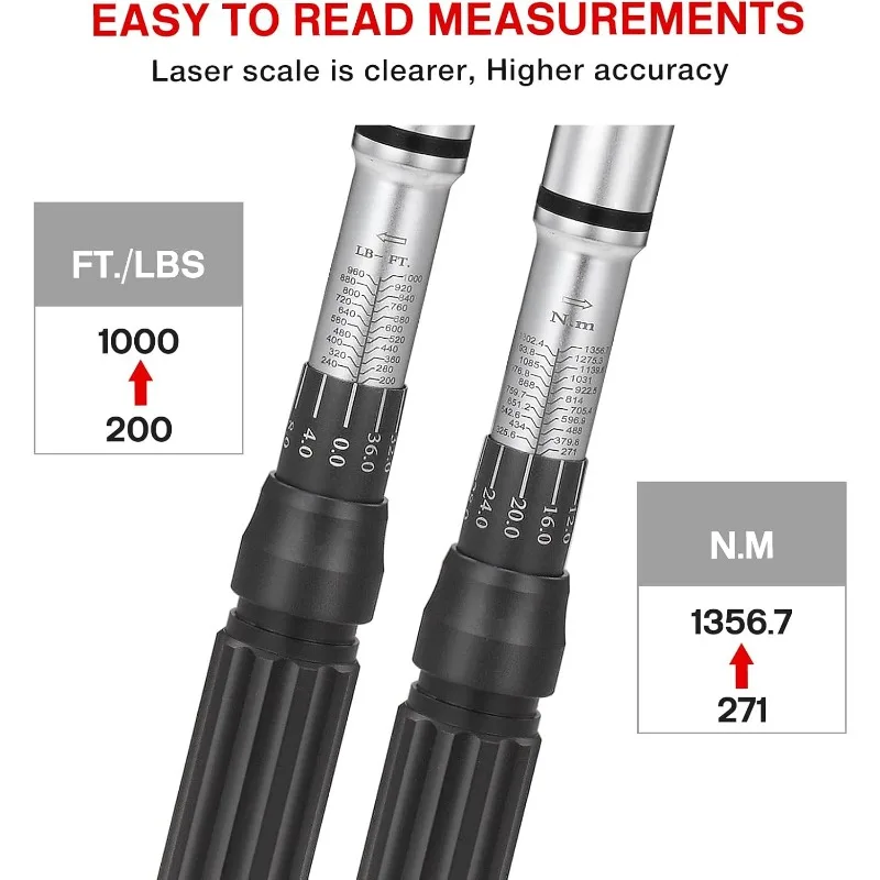 Ensemble de couple réglable à échelle touristique, clé hexagonale, clic d'entraînement, 1 ", 200-1000 pieds, lb, 271-13 papillons, 7Nm