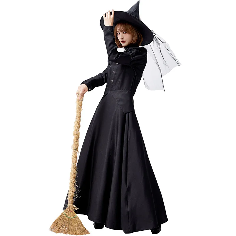 Adorabile costume da strega lungo Dr Hat loween Role-plang Costume Little Devili Witches Outfit Ele Abito lungo