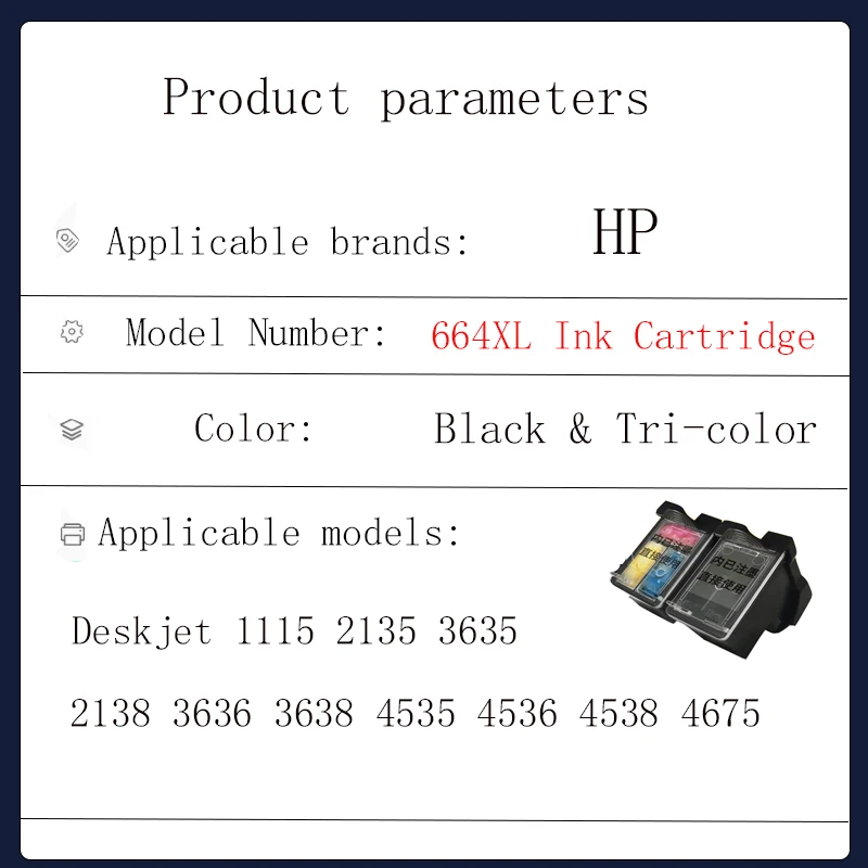 664XL for HP 664XL 664 for HP 664 Refillable Ink Cartridge Replacement 664 Deskjet 1115 1118 2135 4538 4675 4676 2138 4535 4536