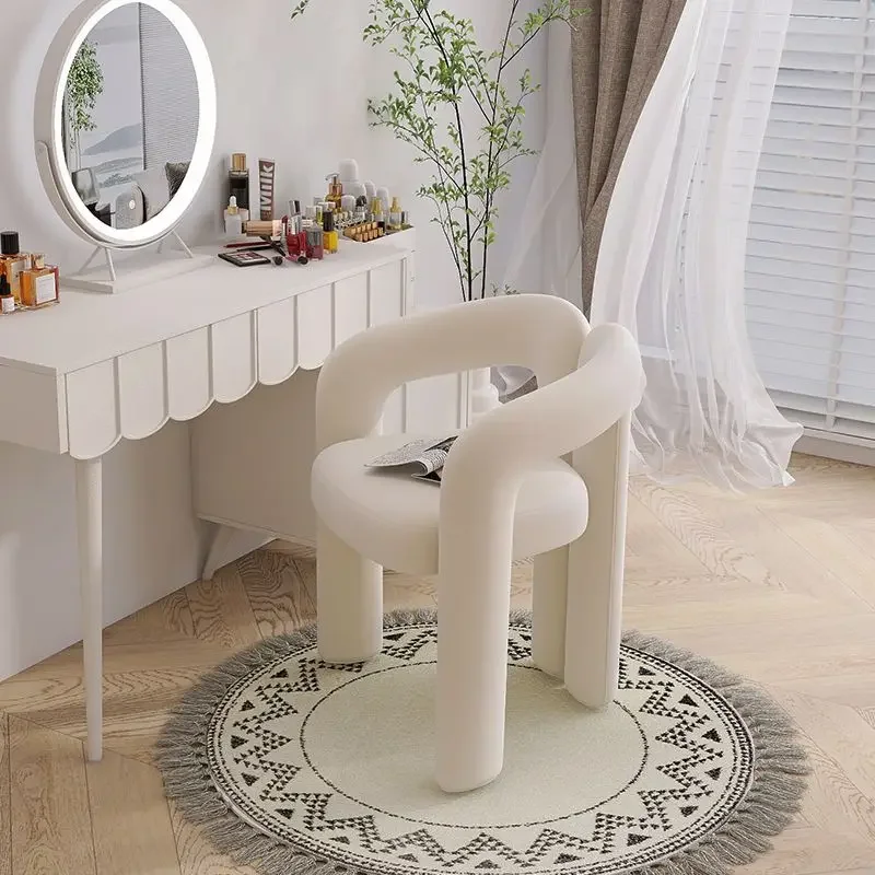 Cream Style Makeup Chair Backrest for Girls' Bedroom, High-end and Beautiful Home Dining Table and Chairs  Furniture