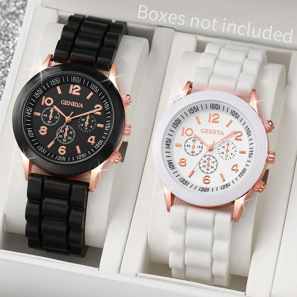 

2PCS/Set Women Watches Fashion Silicone Band Analog Quartz Watch Relogios Feminino（Without Box）