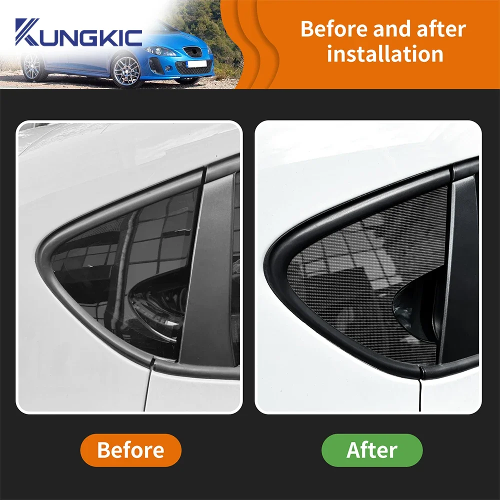 Triangle Window Sticker Carbon Fiber Pattern Glossy Black For Seat Leon MK2 1P Altea 2005 2006 2007 2008 2009 2010 2011 2012