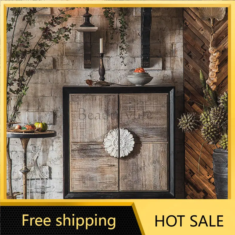 Zj. American carved furniture retro old decorative cabinet B & B porch locker