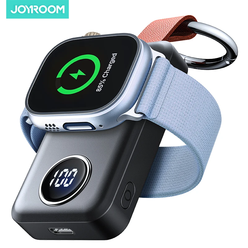 Портативное беспроводное зарядное устройство Joyroom для Apple Watch Series 8/Ultra/7/6/5/4/3/2/SE, зарядное устройство iWatch 2000 мАч, черный магнитный внешний аккумулятор