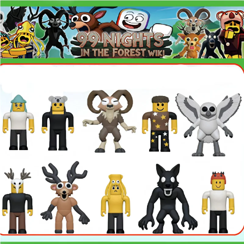 10 قطعة/المجموعة 99 ليال في الغابة أرقام أرقام تمثال البومة الماعز الذئب الغزلان 99 ليال في الغابة تمثال لعبة بلاستيكية هدية #1