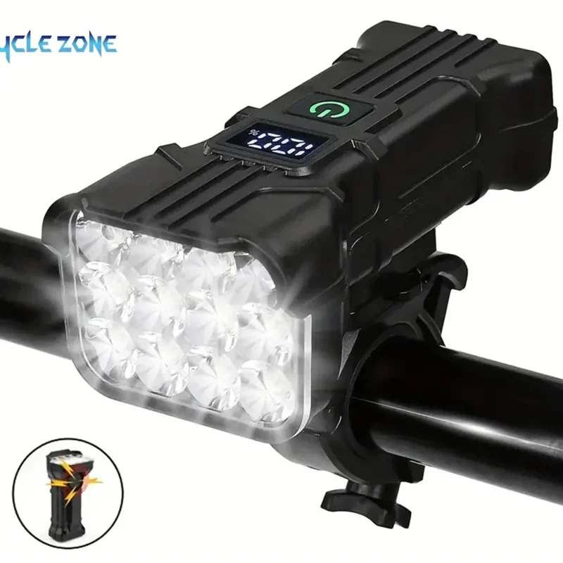 

12 LED Bicycle Front Light Rechargeable Bike with Horn MTB Head Lights Cycling Safety Lamp for Night Riding