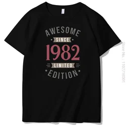 Awesome Since 1982 Birthday Gift T-shirt Graphic T Shirts Oversized men's Short Sleeve t-shirt Tee Top Summer Mens Clothes