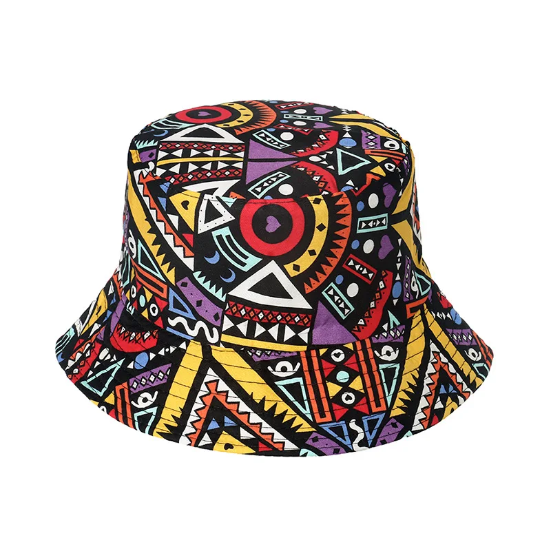 Bocca Printed Bucket Hat Vintage Print Bucket Hats Reversible Fisherman Hats Cap Man Women Unisex Foldable Retro Hip Hop