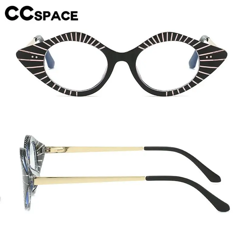 57281 Cat Eye Stripe Anti Blue Light Glasses Women Small Size Y2K Optical Spectacles Frame Fashion Rivet Prescription Eyeglass