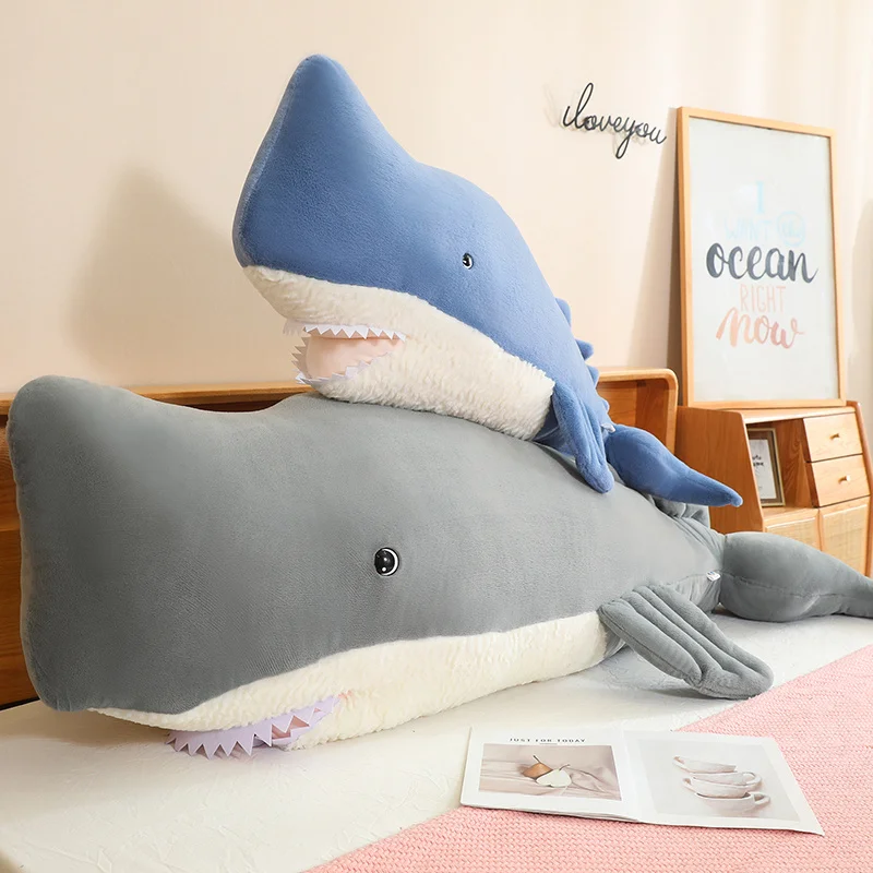 40-110cm Gaint Kawaii New Marine Animal Sperm Whale Plush Doll Pillow Blue Gray Soft Whale Plush Toy Home Bedroom Decoration