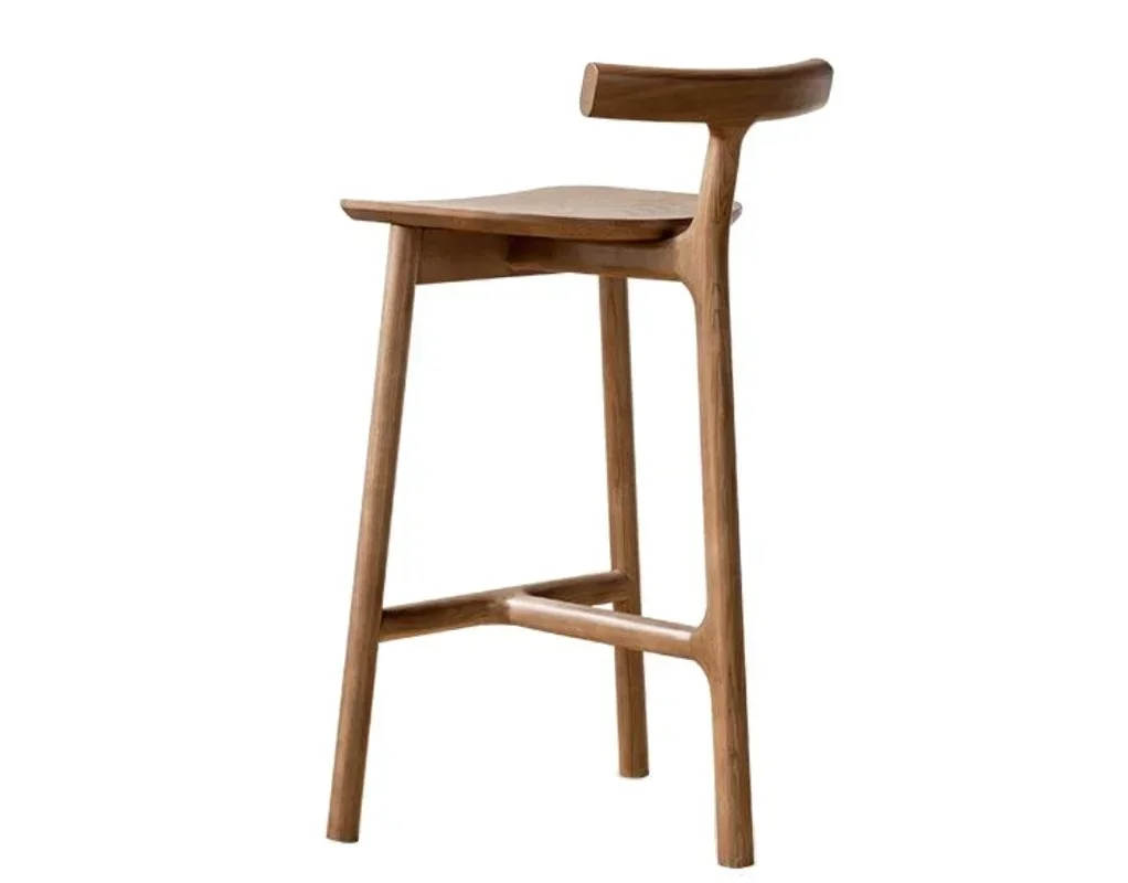 الشمال خشب متين كرسي طويل الساق جزيرة عصرية مصمم البراز الإبداعية الترفيه الحديثة مسند الظهر مقعد أثاث منزلي بسيط #2