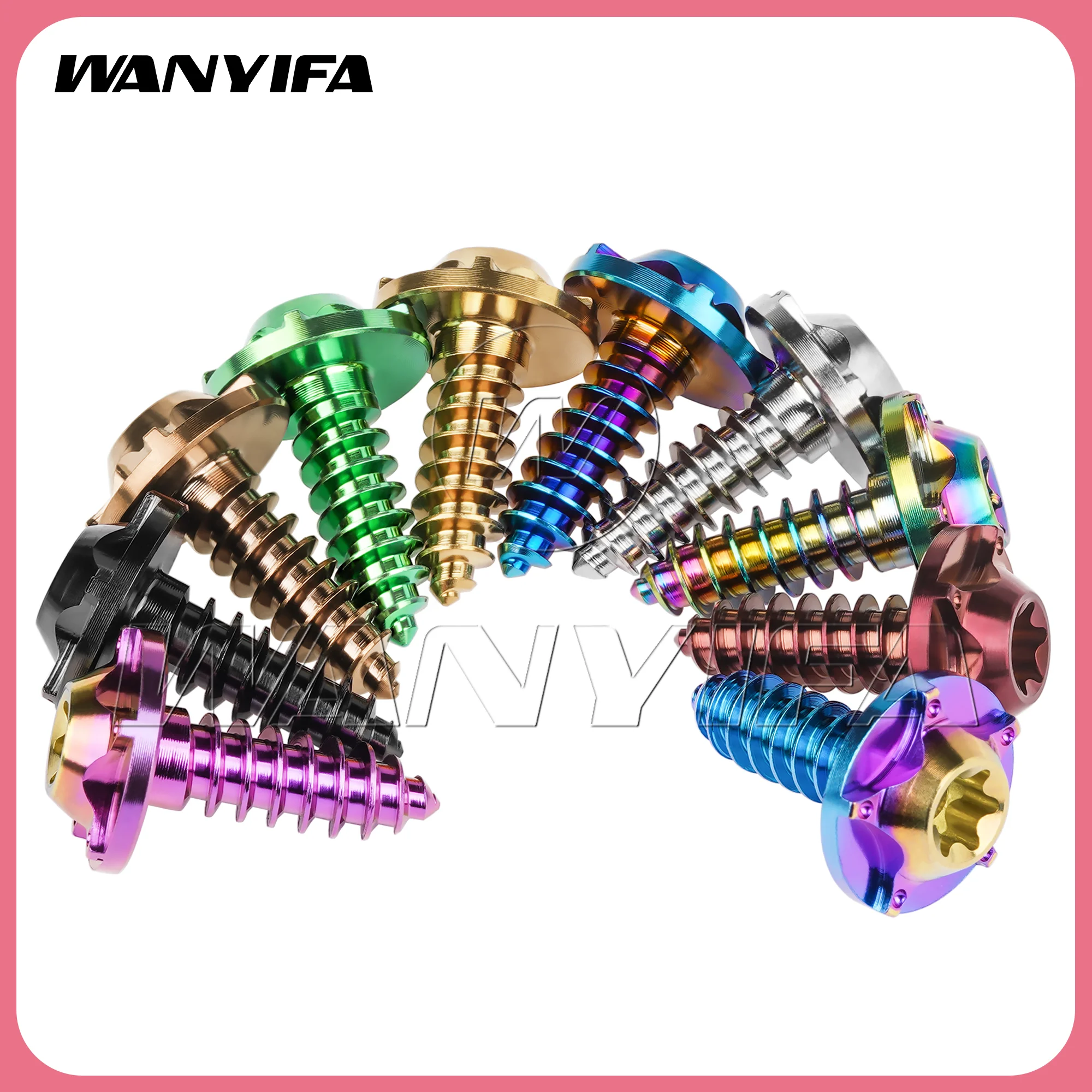 Wanyifa TC4 Titanium Alloy M4/M5x15mm Star-Head Self-Tapping Screws Suitable for Round-Head Bolt used in Motorcycle Modification