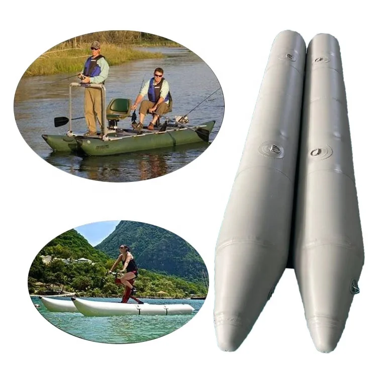 Customized Color Bend Top Durable PVC Vinyl Floating Airtight Inflatable Pontoon Floats 14ft Long 2.3ft Diameter for 2 Paddlers