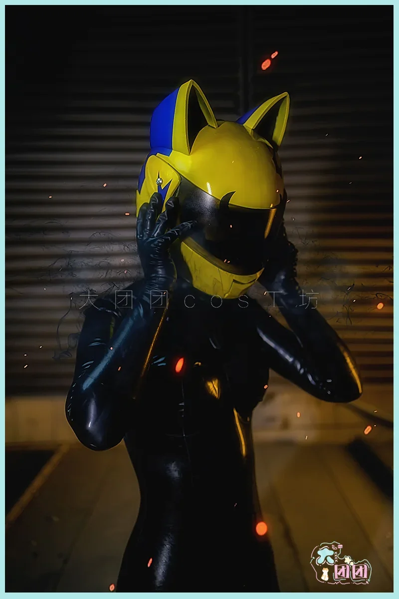 Anime DuRaRaRa!! Celty Full Face  Motorcycle Ears Yellow Helmet Sturluson Helmet Cosplay Costumes Props Accessories Halloween