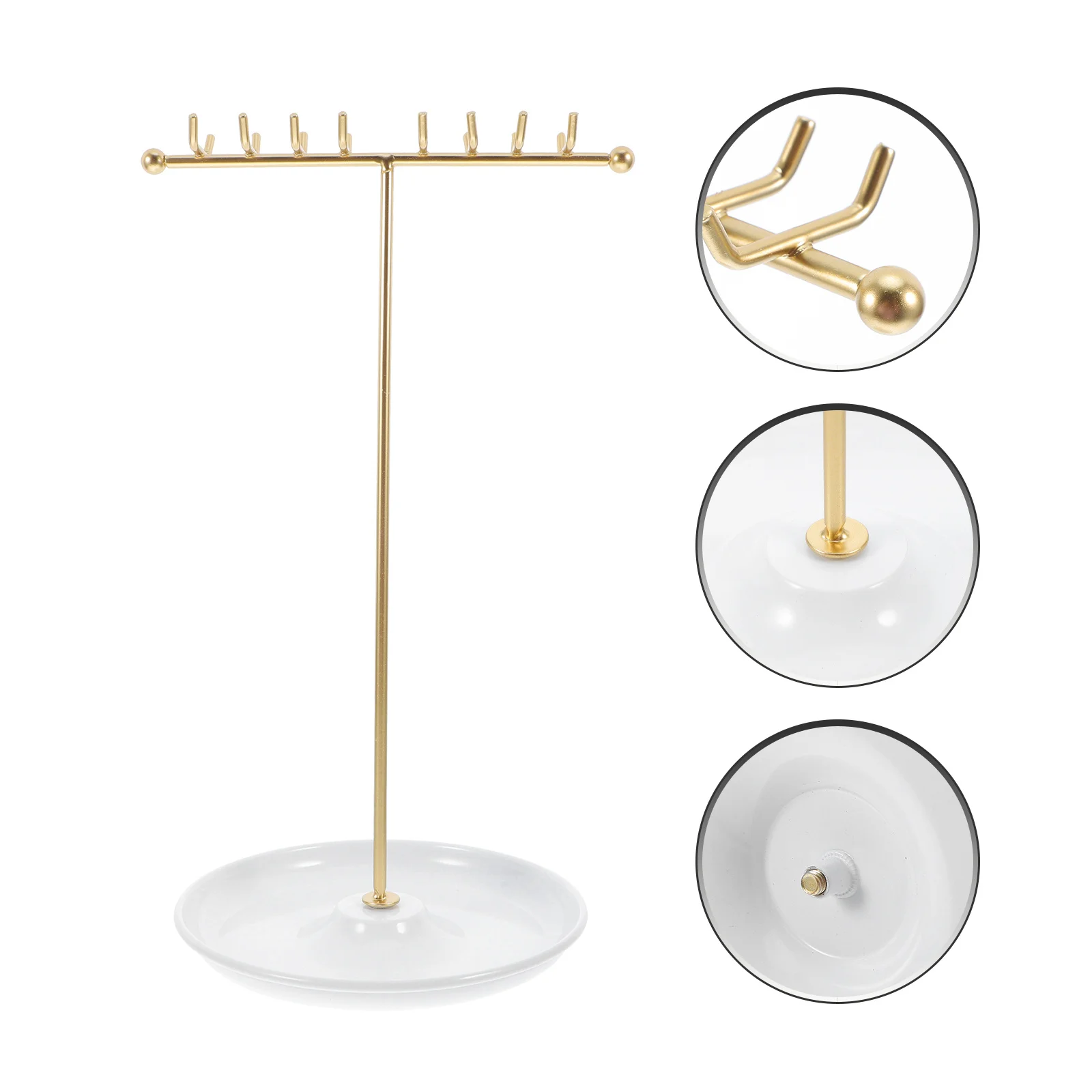 

Necklace Jewelry Tray T-Shaped Minimalist Metal Design Space-Saving Earring Ring Holder Tabletop Organizer Vanity Display