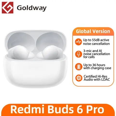 Xiaomi Redmi Buds 6 Pro TWS Earphones 3MIC AI 55dB Active Noise Cancellation Bluetooth 5.3 36 Hours Battery Mi Earbuds Headset