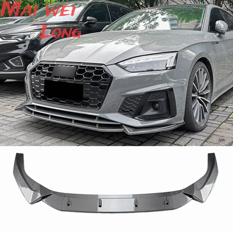 For Audi A5 Sline S5 8W6 2021 2022 2023 2024 Car Front Bumper Lip Splitter Diffuser Body Kit Spoiler Trim Black Tuning