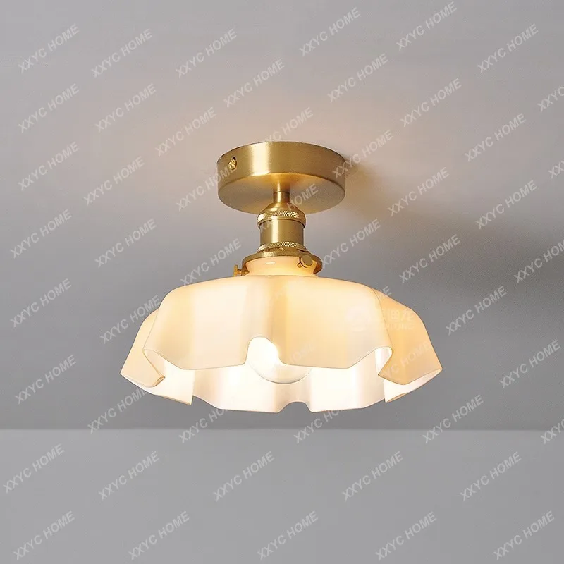 

Vintage aisle light cream wind flower glass restaurant ceiling ceiling light entrance balcony light