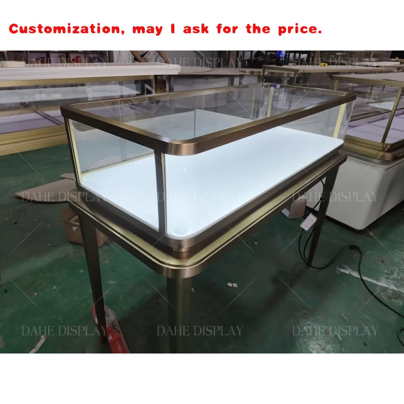 

на заказ. Ювелирный магазин Стеклянные шкафы-витрины со светом Из нержавеющей стали Витрина для ювелирных изделий Счетчик Роскошный ювелирный магазин Дисплей Фу