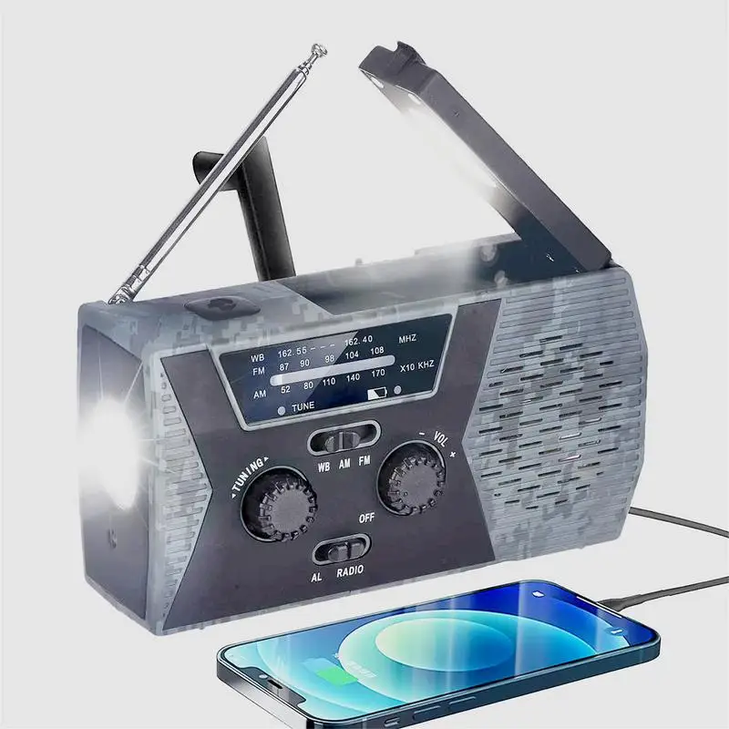 

Solar Radio AM/FM/WB Crank Radio Cell Phone Charger Hand Crank/Solar/Battery/USB Portable Emergency Radio Emergency Supplies