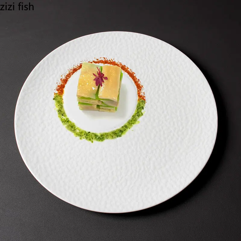 Simplicity Pure White Ceramic Main Dish Plate Restaurant Kitchen Special Tableware Dinner Plate Spaghetti Steak Sushi Plates