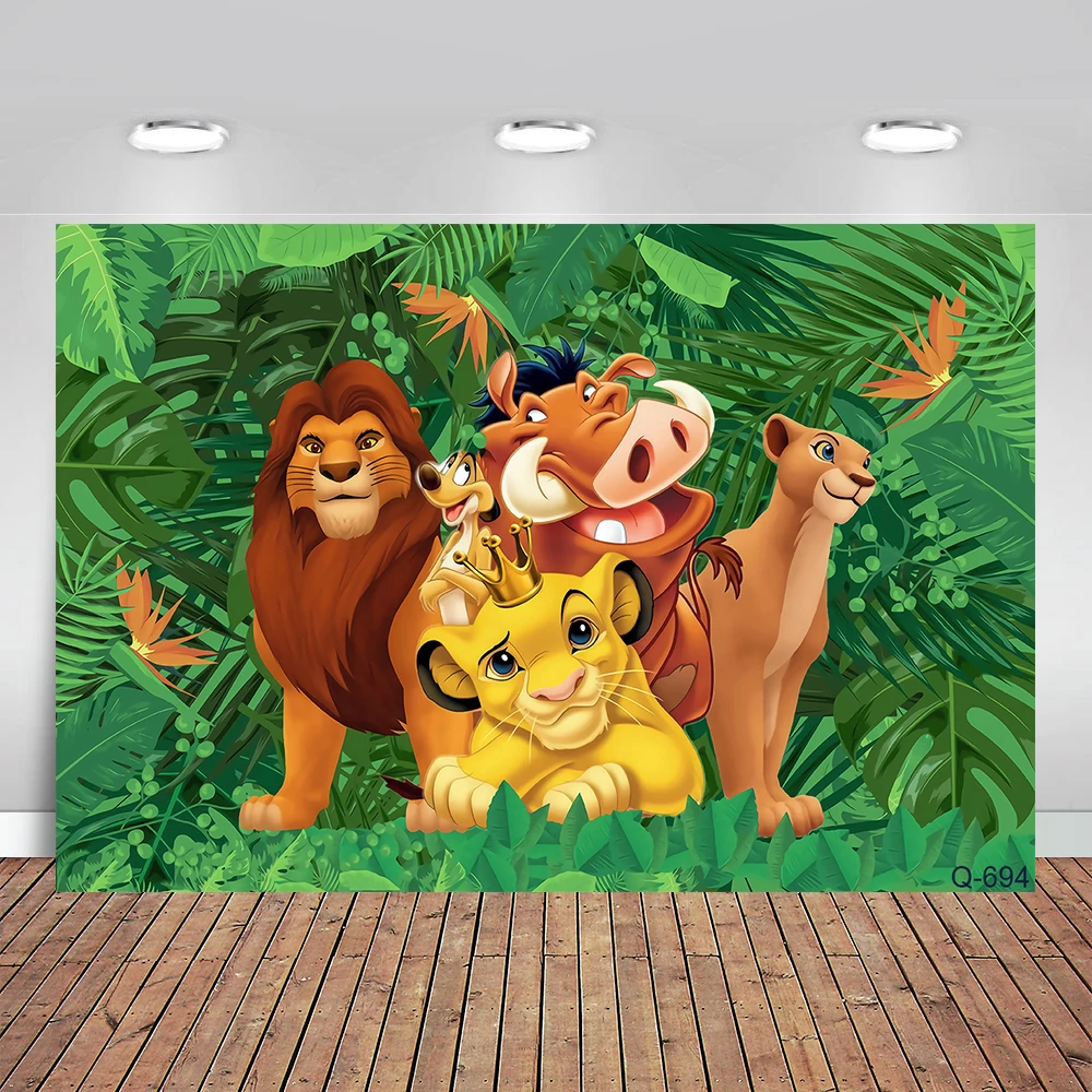 Lion King Baby Shower Tropical Jungle Happy Birthday Photo Backdrop Tabletop Decoration Backdrops for Child Photo Background