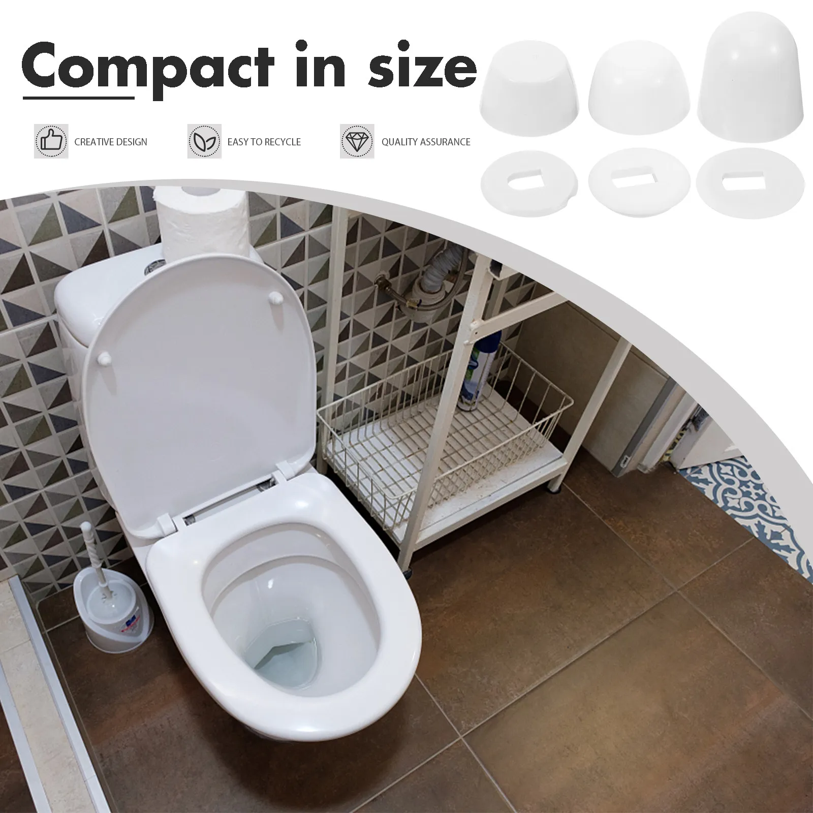 

6 пар пластиковых заглушек для унитазных болтов с шайбами, универсальные колпачки для напольных болтов унитаза, для установки и ремонта крышек унитаза