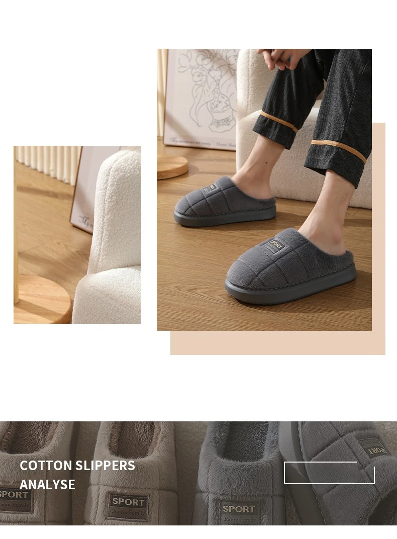 Breite Winterhausschuhe für Herren – dicke Sohle mit Cloud-Komfort, rutschfeste Plüsch-Hausschuhe für den Innenbereich, gemütliche, mit Fleece gefütterte Stiefeletten – Detail 3