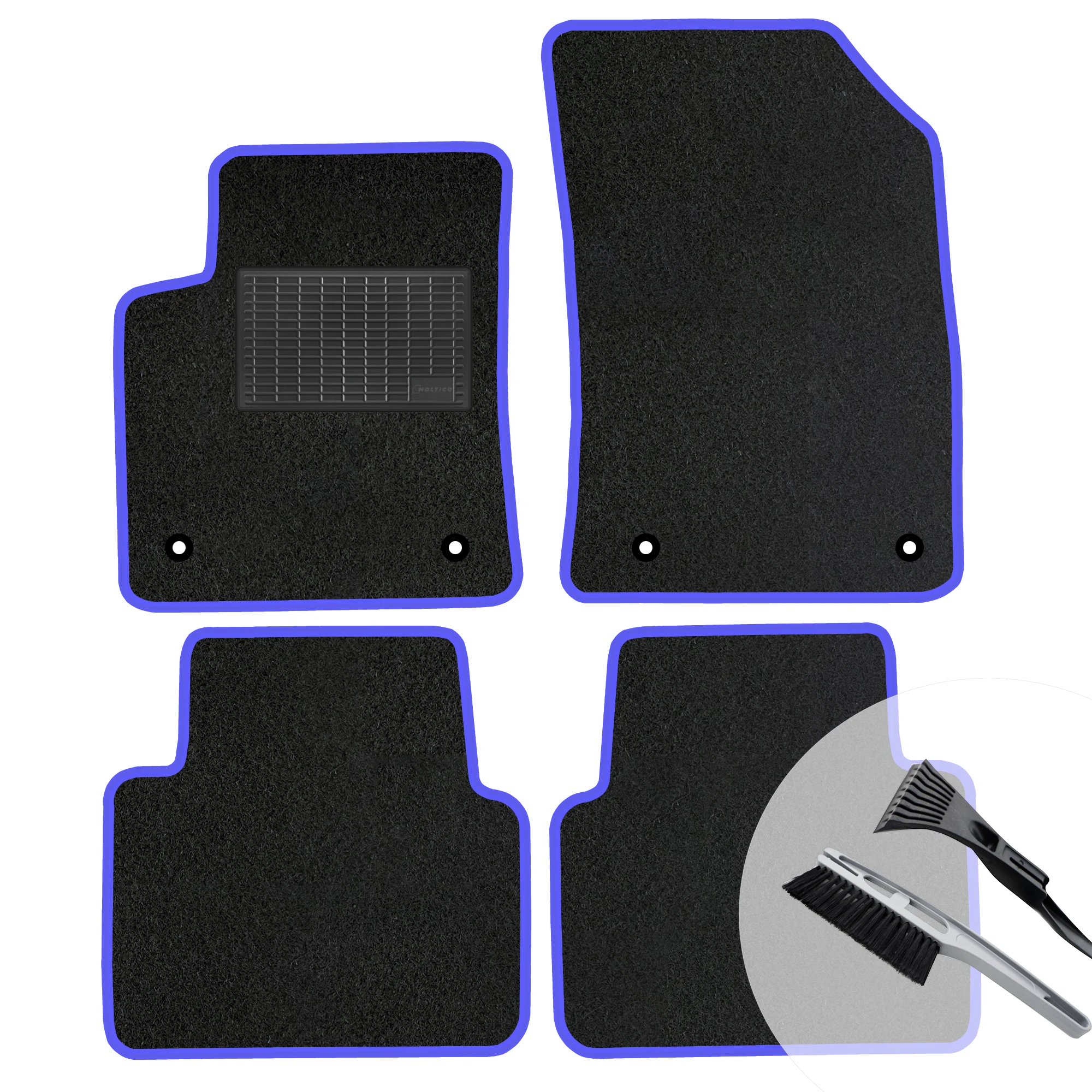 Veloursmatten set, blauw, met zoom, voor Peugeot 107 2005-2014