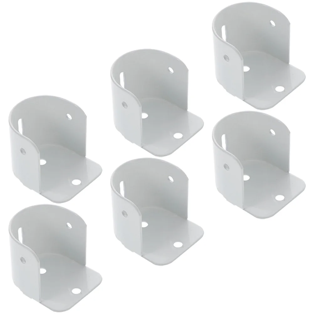 Soporte de barra de armario de hierro blanco, soporte de barra de armario resistente, soporte de poste de armario, soportes de barra de armario de montaje en pared, 6 uds.