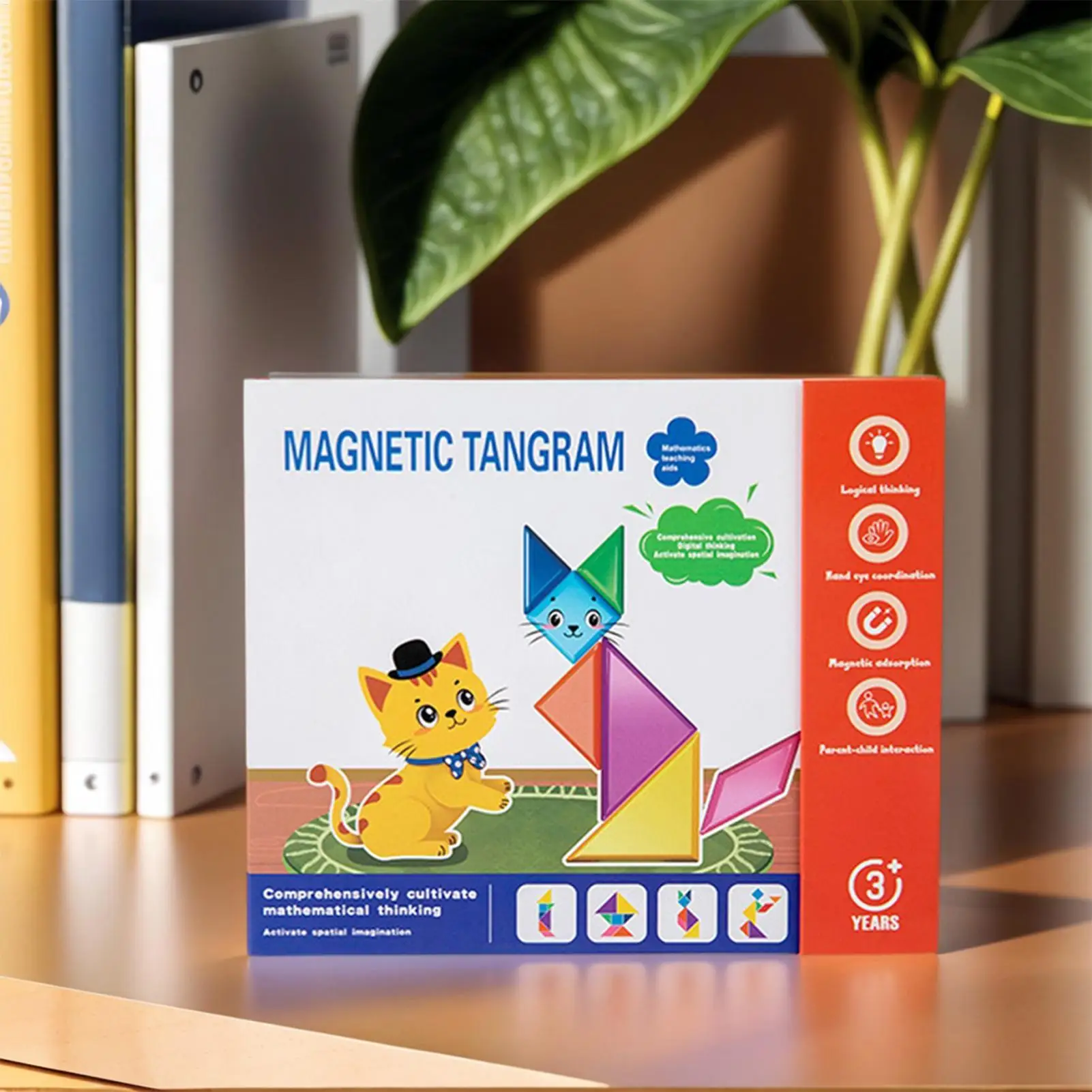 Magnetyczne tangramy, edukacyjne gry kształtkowe dla dzieci w wieku 3 lat, dla dziewczynek i chłopców, do przedszkola, szkoły wczesnoszkolnej, do nauki w domu, matematyka.