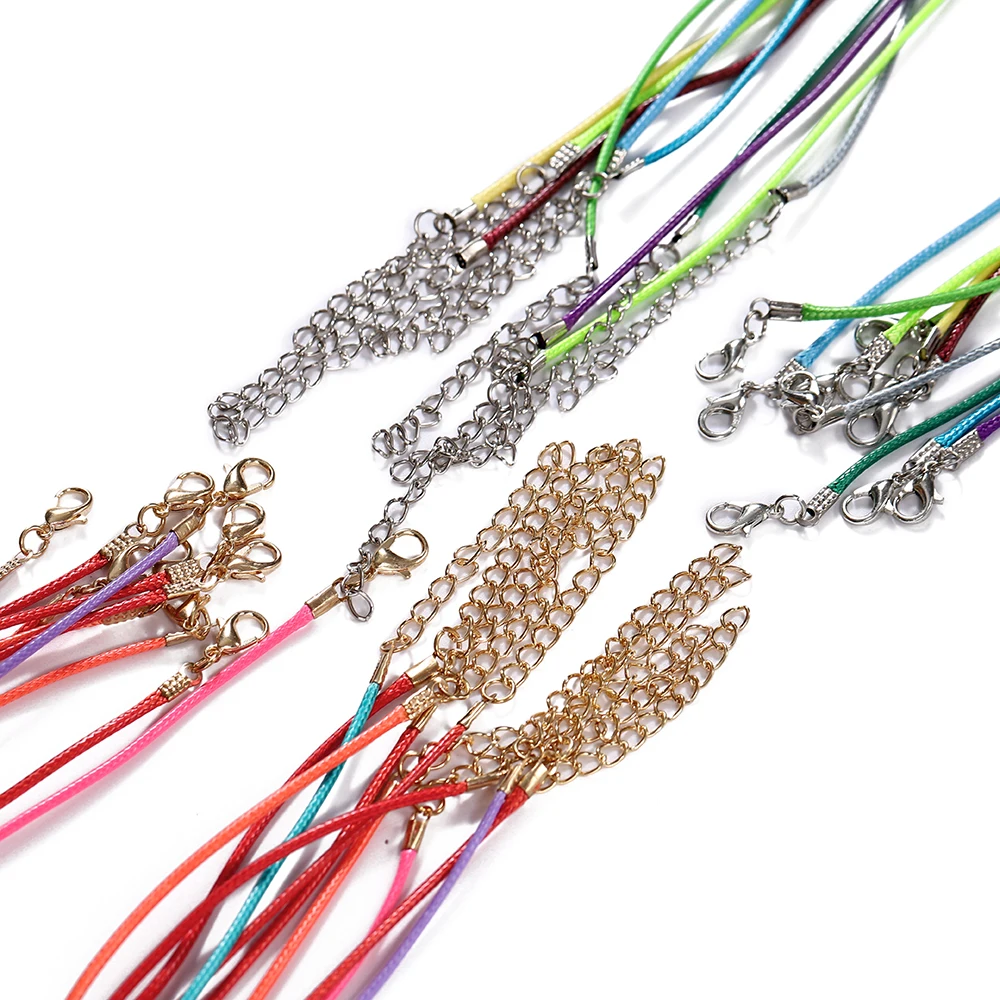 10 Teile/los Durchmesser 1,5/2mm Lederband Halskette Mit Verschluss Einstellbare Geflochtenen Seil für Schmuck Machen DIY Halskette armband Liefert – Detail 10