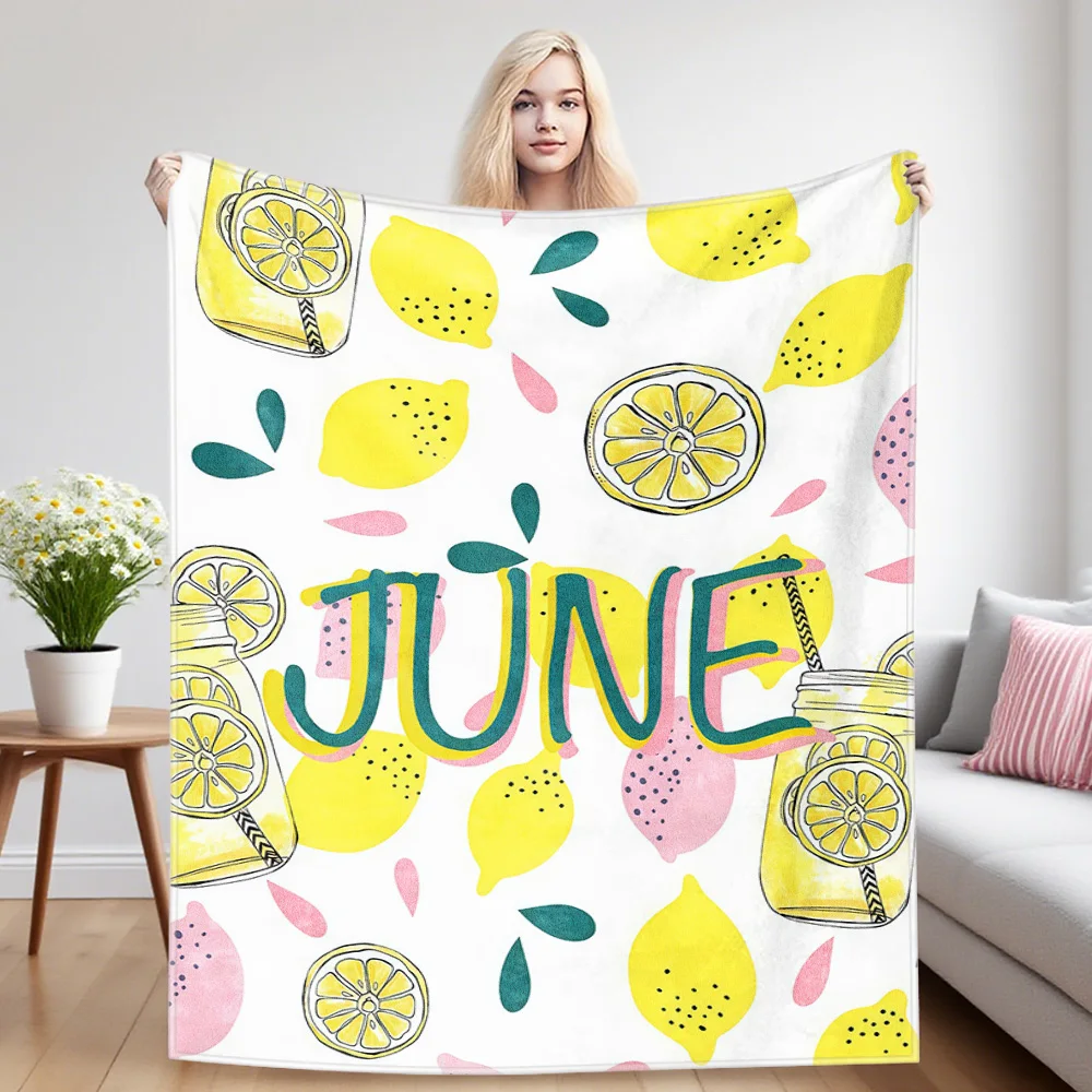 June Lemon Flannel Luxury Blanket, Lightweight And Comfortable Woolen Blanket, Ultra-Fine Fiber