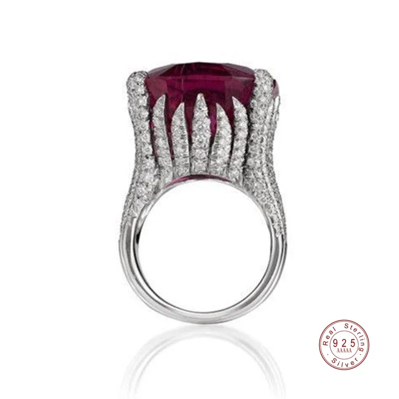 الكلاسيكية الفاخرة ريال الصلبة 925 خاتم فضة 3Ct AAA + الزركون الزفاف الاسترليني خواتم مجوهرات الخطوبة للنساء الفتيات هدية عيد الميلاد