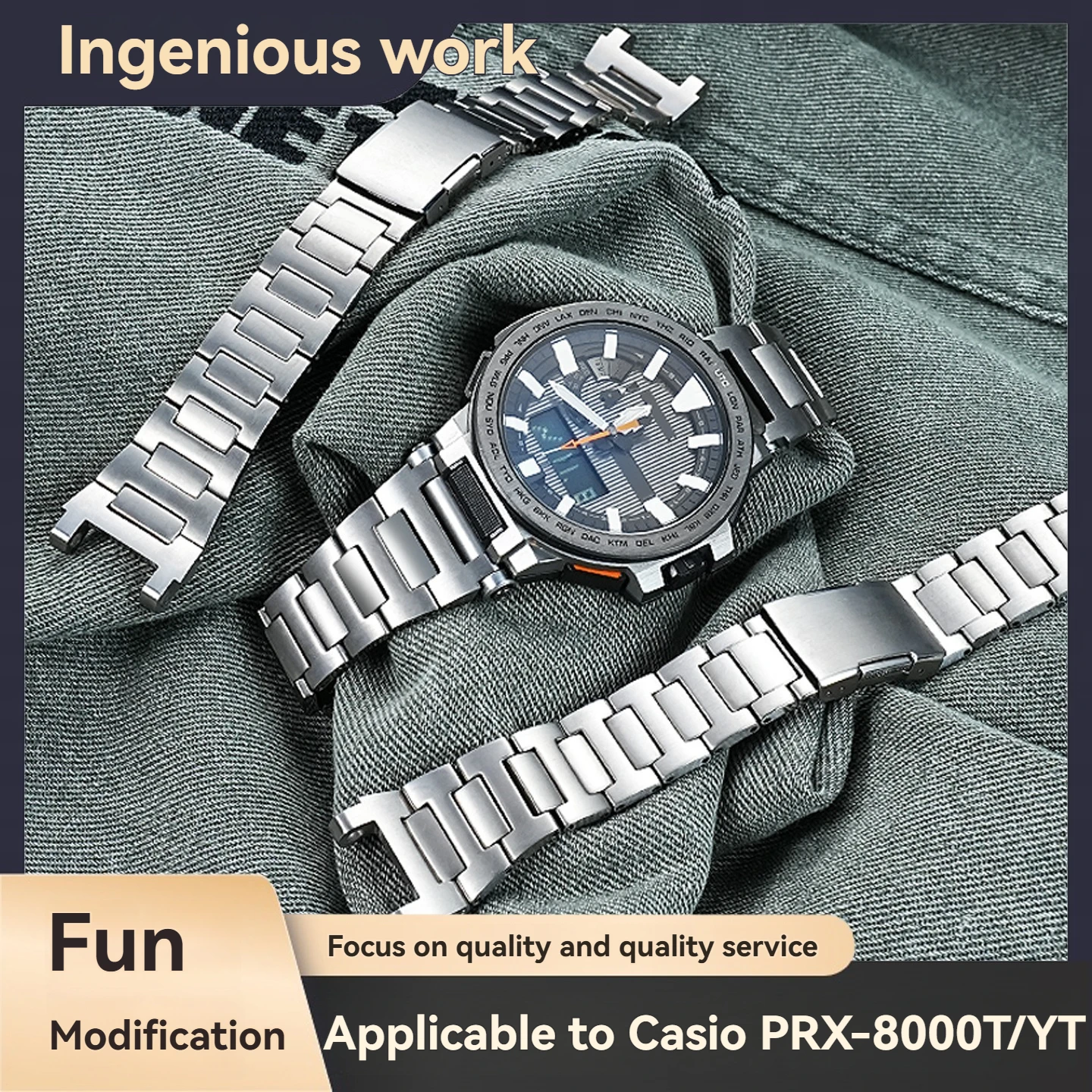 

Подходит для модифицированных альпинистских часов серии Casio PROTREK PRX-8000T с бесшовным ремешком из титанового сплава, аксессуарами