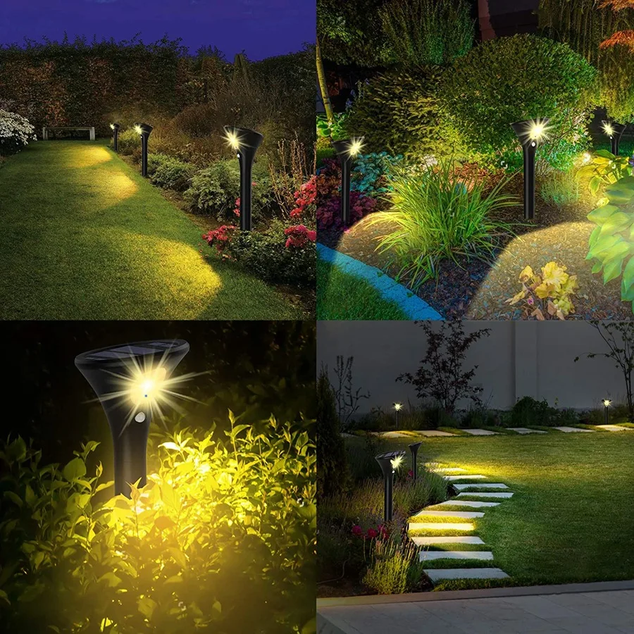 Caminho solar lighs led movido a energia solar luz do jardim 2 modo max 120h iluminação à prova dwaterproof água sensor solar lâmpada ao ar livre para quintal pátio