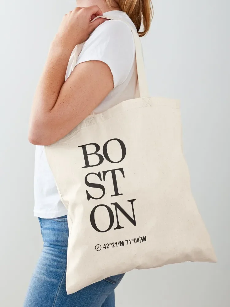 Boston Artwork Coordinates & Typography Tote Bag Big bag women shopping logo men's