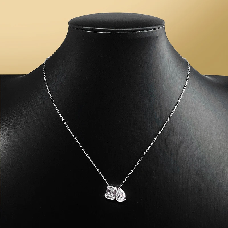 Smyoue 2 Gems Pear Cut Zircon Moissanite Necklace for Women Lab Diamond Pendant Certified Jewelry Pure S925 Sterling Silver