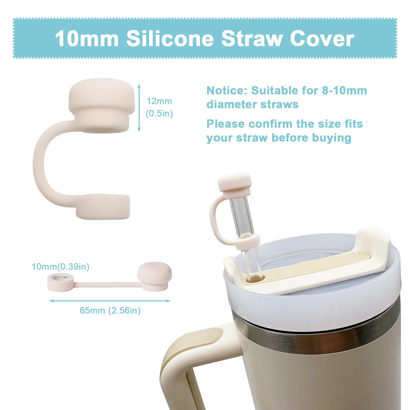 Straw Covers Cap Reusable Silicone Straw Toppers Compatible with Stanley Cup Spill Leak Stopper Splash Dust Proof Straws Cover