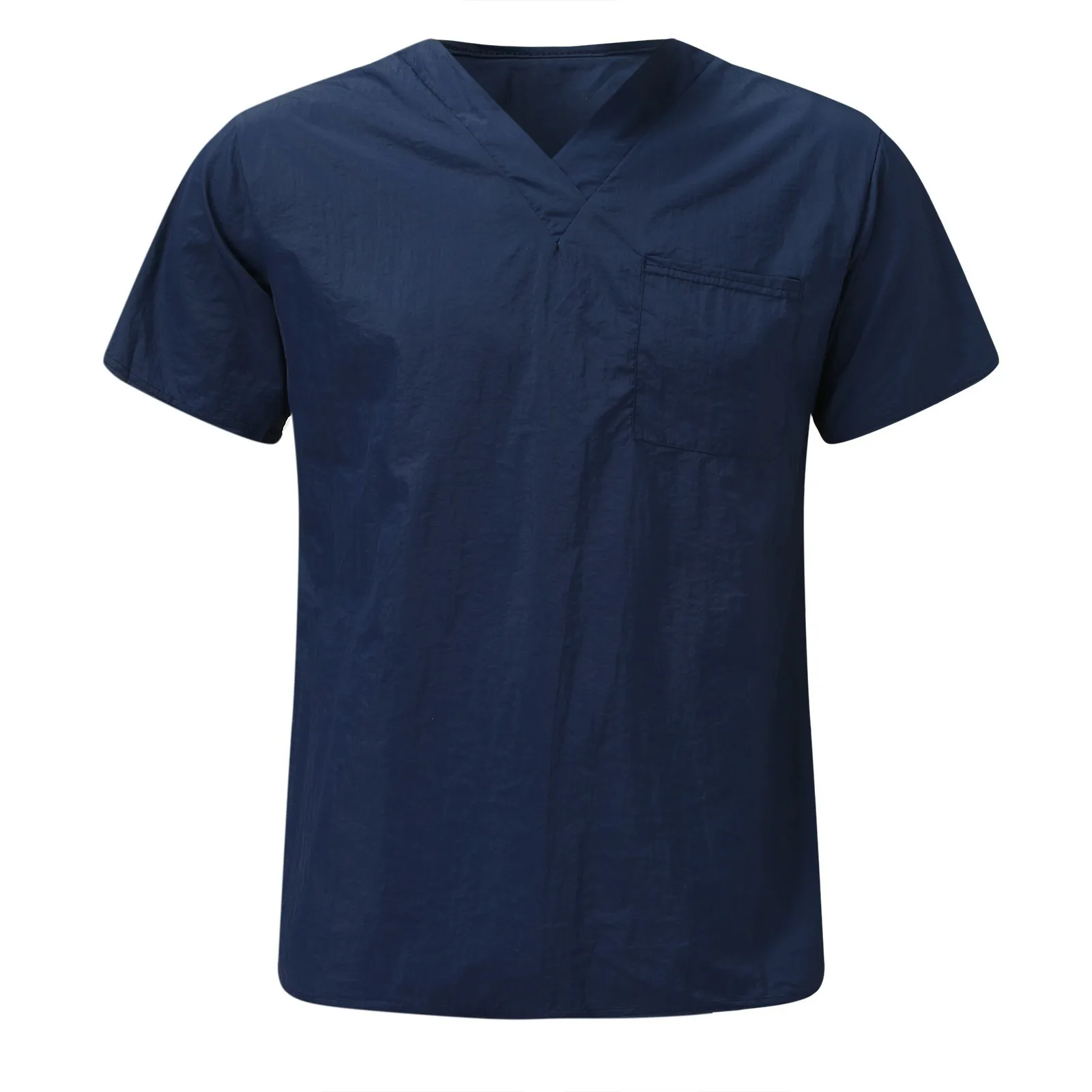 Monocromático V Neck uniforme médico para homens, blusas de manga curta, enfermeira túnica, tops hospitalares, vestuário cirúrgico, T dentista, T masculino