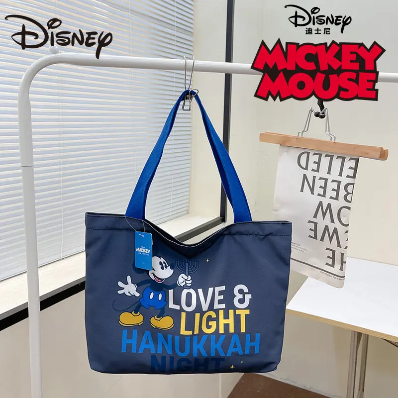 MINISO Disney Cartoon Cute Mickey Canvas Bag 2023 New Monogram Tote Bag Student Shoulder Bag Tote Bags for Women